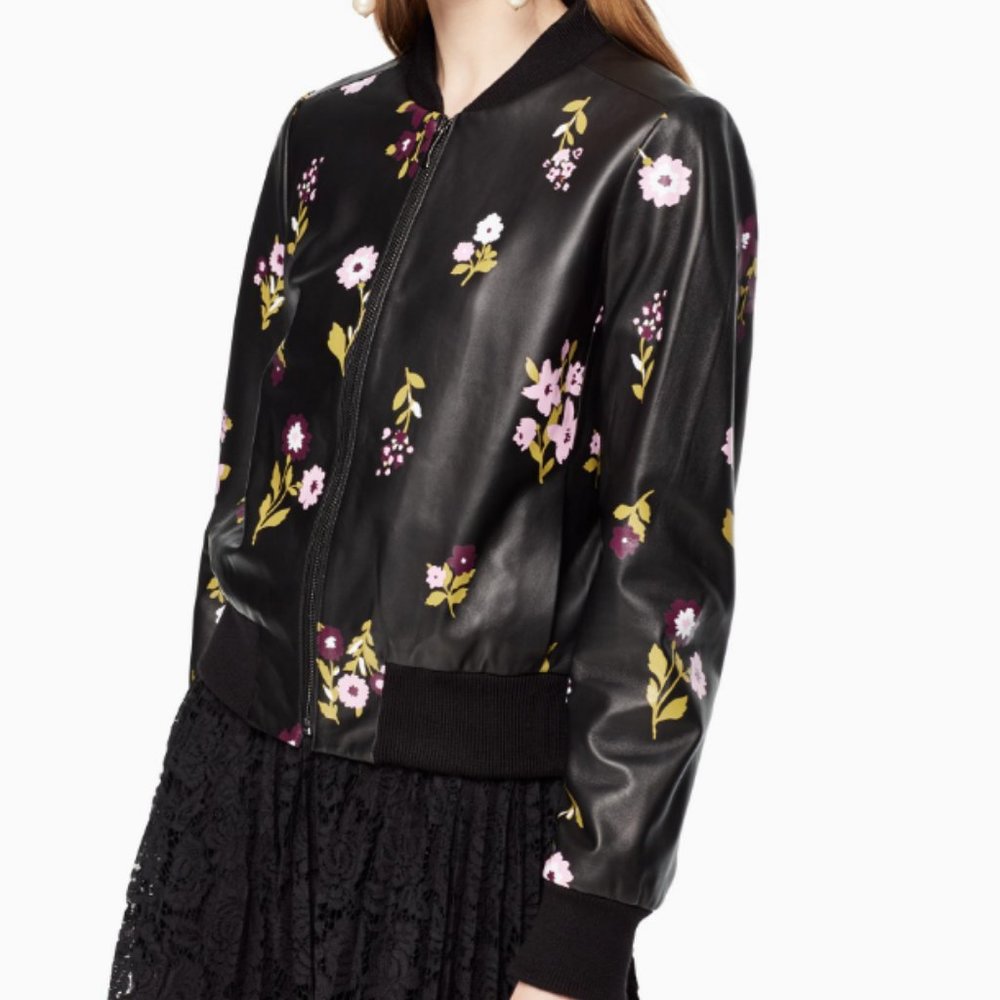 IN SEARCH OF Kate spade in full bloom leather bomber jacket size medium or large - Picture 3 of 3